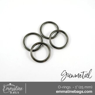 Emmaline O-Rings, 1" (25mm), 4pk, Gunmetal