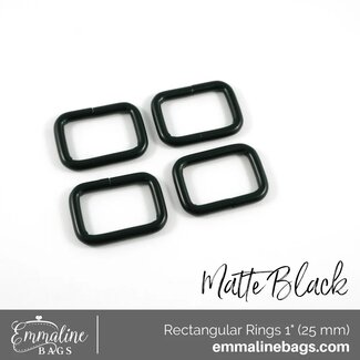 Emmaline Rectangular Rings, 4pk, Matte Black