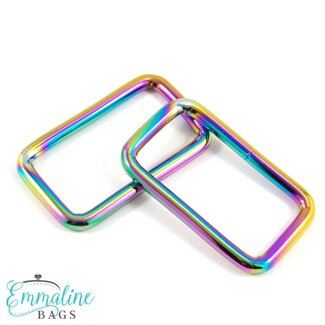 Emmaline Rectangular Rings, 1-1/2" (38mm), 4pk, Rainbow