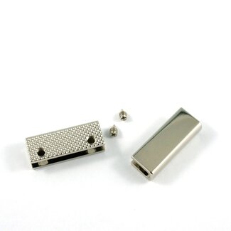 Emmaline Rectangular Strap End Caps, 1" wide, 3pk, Nickel