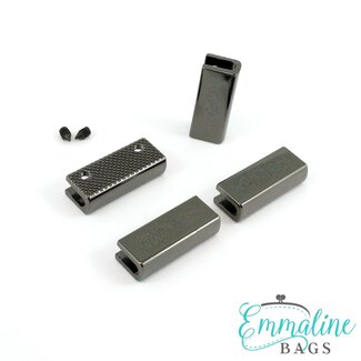 Emmaline Rectangular Strap End Caps, 1" wide, 4pk, Gunmetal