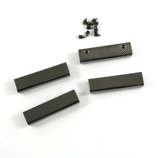Emmaline Rectangular Strap End Caps, 1-1/2" wide, 4pk, Gunmetal