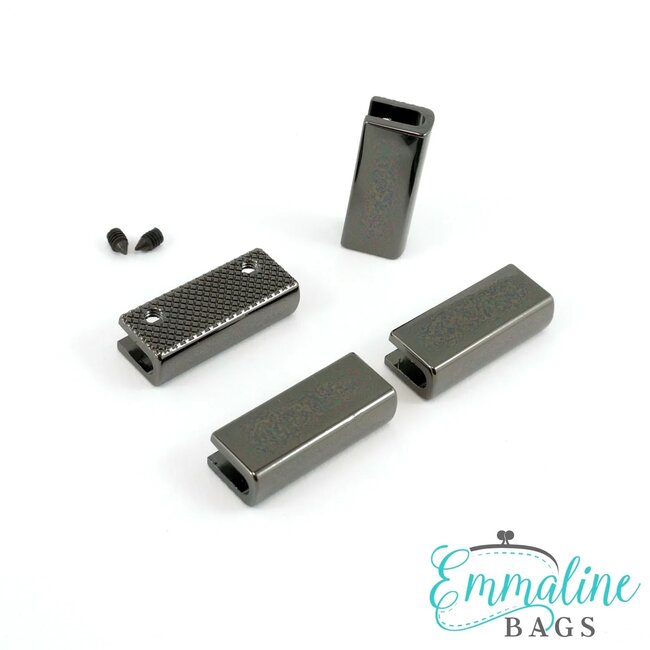 Rectangular Strap End Caps, 1" wide, 4pk, Gunmetal