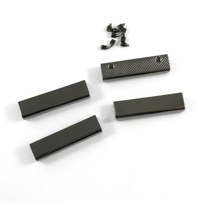 Rectangular Strap End Caps, 1-1/2" wide, 4pk, Gunmetal