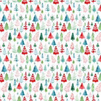Clothworks Santa Paws, Trees, Multi, $0.22/cm or $22/m