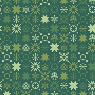 Maywood Kimberbell, A Quilty Little Christmas, Snowflake, Green, $0.24/cm or $24/m