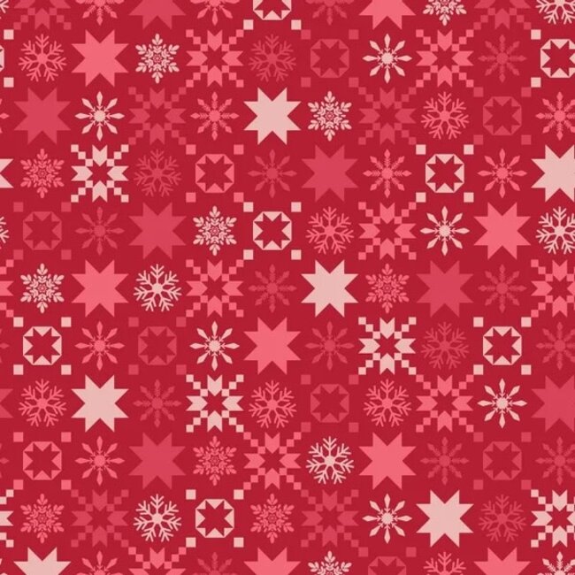 Kimberbell, A Quilty Little Christmas, Snowflake, Red, $0.24/cm or $24/m