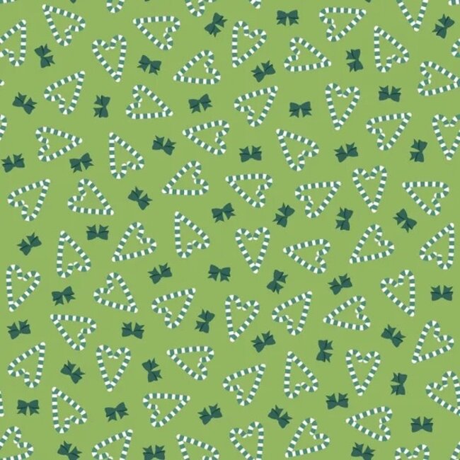 Kimberbell, A Quilty Little Christmas, Candy Cane Hearts, Green, $0.24/cm or $24/m
