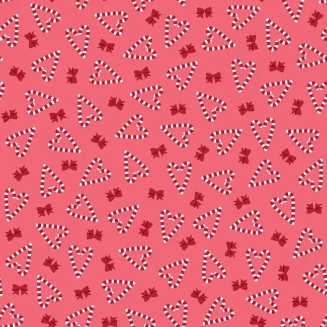 Kimberbell, A Quilty Little Christmas, Candy Cane Hearts, Red, $0.24/cm or $24/m
