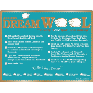 Dream Cotton Dream Wool Batting (Select Your Size)