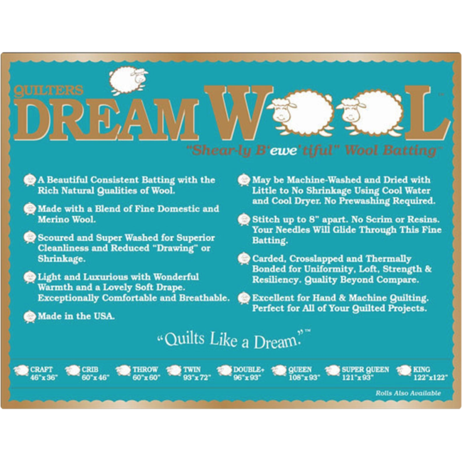 Dream Wool Batting (Select Your Size)