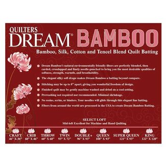 Dream Cotton Dream Bamboo/Tencel/Cotton/Silk Batting (Select Your Size)