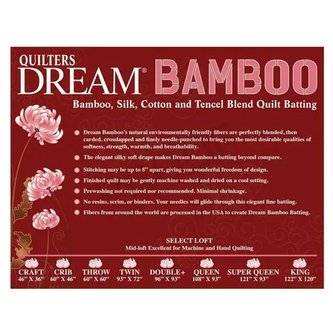Dream Bamboo/Tencel/Cotton/Silk Batting (Select Your Size)