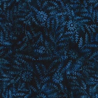 Island Batik Twilight, 112434590, Thyme with Daisy, Blue Storm, $0.22/cm or $22/m
