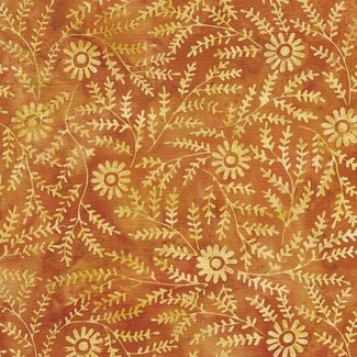 Island Batik Twilight, 112434282, Thyme with Daisy, Orange Vermillion, $0.22/cm or $22/m