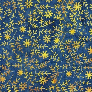 Island Batik Twilight, 112433570, Sprig with Small Daisy, Blue Cornflower, $0.22/cm or $22/m