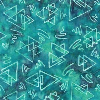 Island Batik Bubbles, Curves, and Corners, 612406851, Triangles and Squiggles, Multi Turquoise Green, $0.22/cm or $22/m