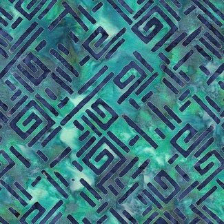 Island Batik Bubbles, Curves, and Corners, 612402851, Spirangles, Multi Turquoise Green, $0.22/cm or $22/m