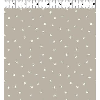 Clothworks Kitten Fun, Y4572-62, Paw Prints, Taupe, $0.22/cm or $22/m