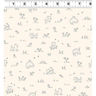 Clothworks Kitten Fun, Y4570-57, Playful Tonal, Cream, $0.22/cm or $22/m
