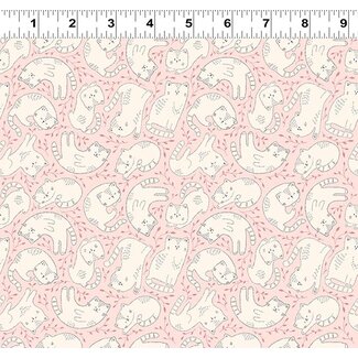 Clothworks Kitten Fun, Y4569-41, Tossed Kittens, Light Pink, $0.22/cm or $22/m