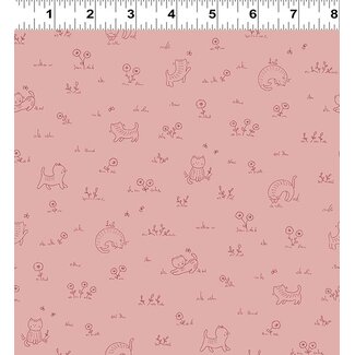 Clothworks Kitten Fun, Y4570-42, Playful Tonal, Pink, $0.22/cm or $22/m