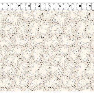 Clothworks Kitten Fun, Y4569-12, Tossed Kittens, Khaki, $0.22/cm or $22/m