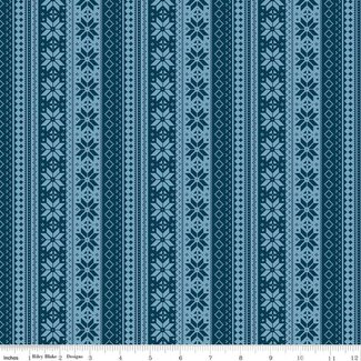 Riley Blake Designs Winter Magic Sweater Stripe, Navy, $0.24/cm or $24/m
