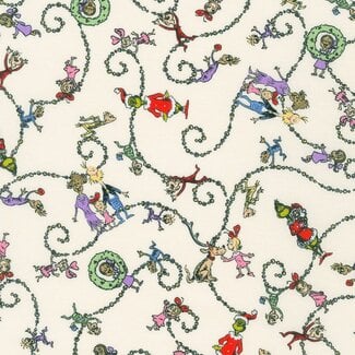 Robert Kaufman How the Grinch Stole Christmas 21778-223, Holiday Who Garland Toss, Cream, $0.22/cm or $22/m