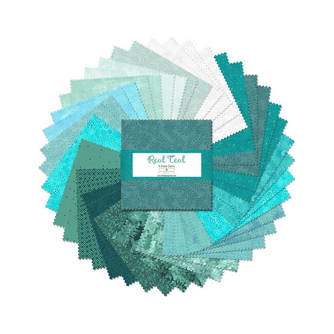 Real Teal, Charm Pack, 42 x 5" squares