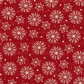 Maywood Holly Jolly Flannel, Snowflakes, Red, $0.22/cm or $22/m