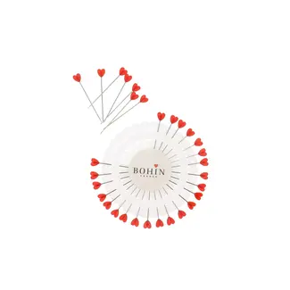 Bohin Heart Plastic Head Pins - 1 1/2", 30 pcs