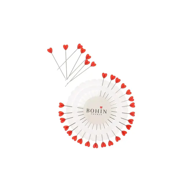 Heart Plastic Head Pins - 1 1/2", 30 pcs