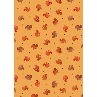 Lewis & Irene Small Things, Snuggle Season, Squirrels on buttermilk, $0.22/cm or $22/m