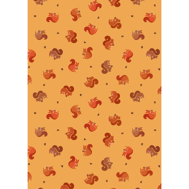 Small Things, Snuggle Season, Squirrels on buttermilk, $0.22/cm or $22/m