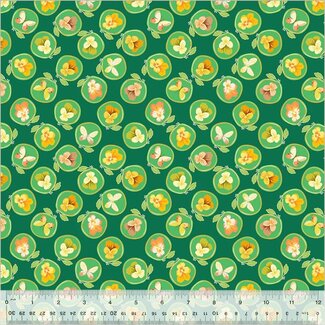 Windham Fabrics Tamara Kate's Insectarium, Cameo, 54654-7 Green, $0.24/cm or $24/m