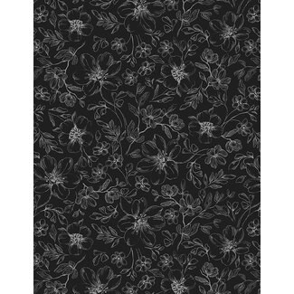 Wilmington Prints Scarlet Dreams, Floral Toile, Black, 30111-999, $0.24/cm or $24/m