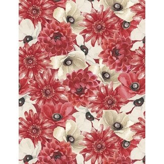 Wilmington Prints Scarlet Dreams, Crowding Flowers, 30108-329, $0.24/cm or $24/m