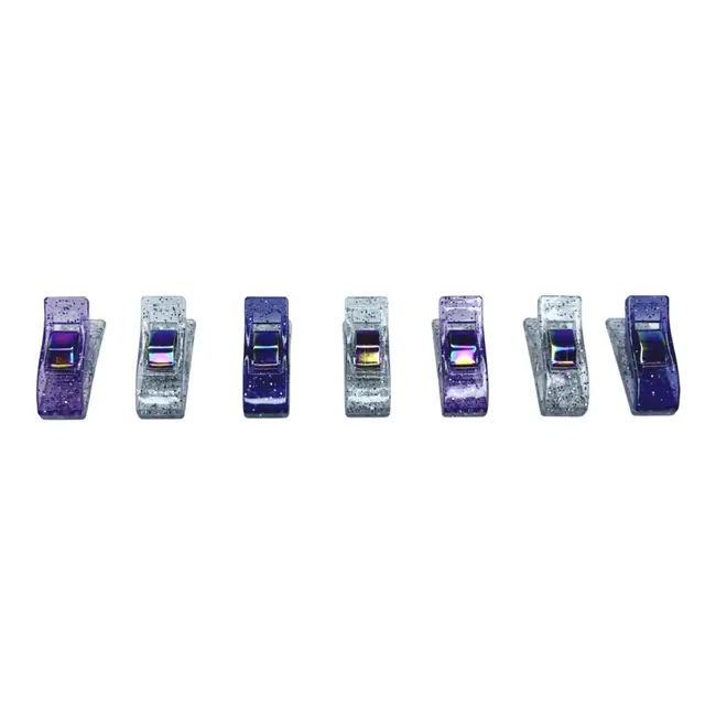 Mixed Glitter Clips, Purple, Pack of 50