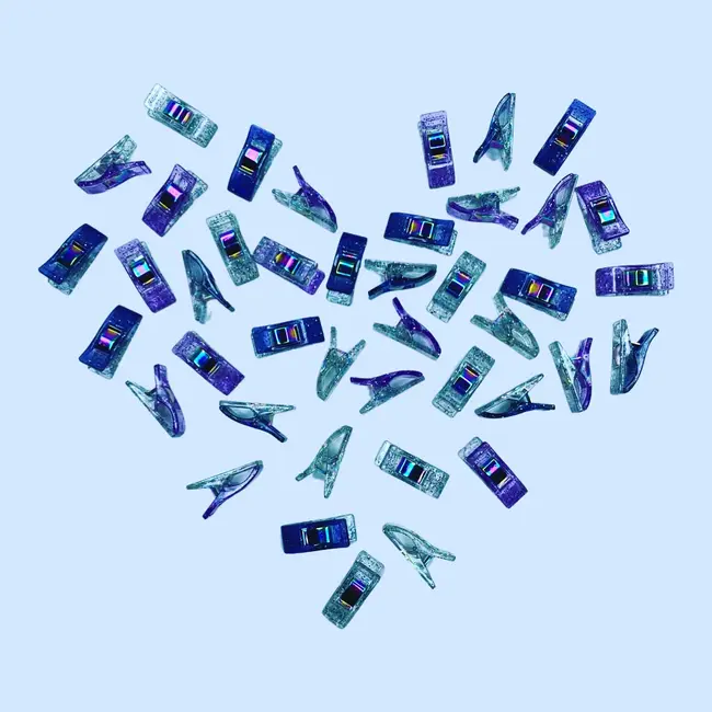 Mixed Glitter Clips, Purple, Pack of 50