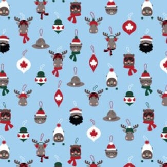 Robert Kaufman Purely Canadian 22573/4, Critter Ornaments, Blue, $0.22/cm or $22/m