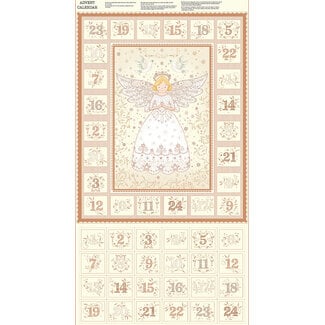 Makower UK Advent Calendar Panel, Angel in Cream and Pink