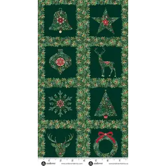 Makower UK Good Tidings Square Panel, Green