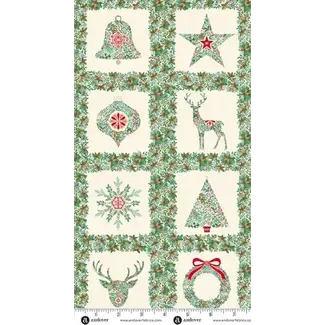 Makower UK Good Tidings Squares, Cream