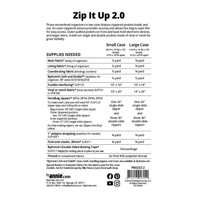 Zip It Up 2.0 Pattern