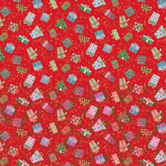 Makower UK JOLLY SAINT NICK GIFTS MK119/R Red