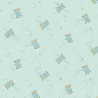 Andover 45 cm Cut Sewing Bird, Needle and Thread, A1605-Lake, $0.24/cm or $24/m