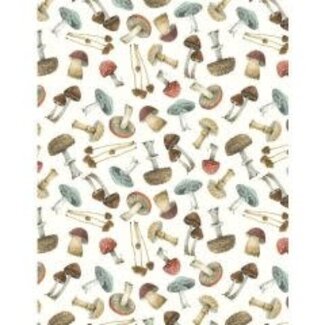 Wilmington Prints 1m of Season's Study, Mushrooms All Over, Cream $0.23 per cm or $23/m