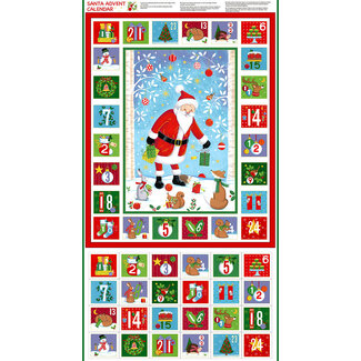 Makower UK Merry Christmas Advent Calendar Panel 2486/1 Kit with Backing and Binding