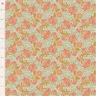 Tilda Songbird, Flora, Coral, $0.25/cm or $25/m